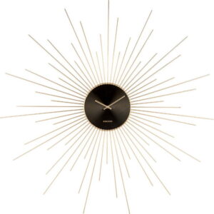 Nástěnné hodiny v černo-zlaté barvě Karlsson Peony