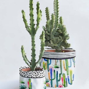 Sada 2 textilních obalů na květináč Surdic Watercolor Cactus. Nejlepší citáty o lásce