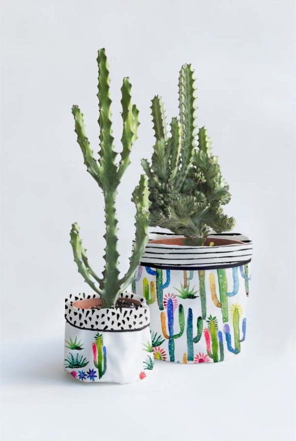 Sada 2 textilních obalů na květináč Surdic Watercolor Cactus. Nejlepší citáty o lásce