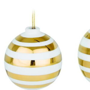 Sada 3 bílých keramických vánočních ozdob na stromeček s detaily ve zlaté barvě Kähler Design Omaggio. Nejlepší citáty o lásce