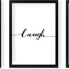 Sada plakátů v rámu 3 ks 24x29 cm Life Laugh Love – Vavien Artwork. Nejlepší citáty o lásce